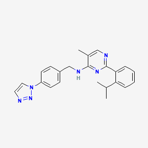 N-(4-(1H-1,2,3-Triazol-1-yl)benzyl)-2-(2-isopropylphenyl)-5-methylpyrimidin-4-amine chemical structure (CAS 1572414-83-5)
