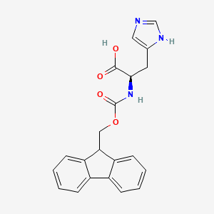 (R)-2-((((9H-Fluoren-9-yl)methoxy)carbonyl)amino)-3-(1H-imidazol-4-yl)propanoic acid chemical structure (CAS 157355-79-8)