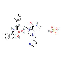 (S)-1-((2S,4R)-4-Benzyl-2-hydroxy-5-(((1S,2R)-2-hydroxy-2,3-dihydro-1H-inden-1-yl)amino)-5-oxopentyl)-N-(tert-butyl)-4-(pyridin-3-ylmethyl)piperazine-2-carboxamide sulfate chemical structure (CAS 157810-81-6)