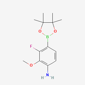 3-Fluoro-2-methoxy-4-(4,4,5,5-tetramethyl-1,3,2-dioxaborolan-2-yl)aniline chemical structure (CAS 1578484-58-8)