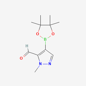 1-Methyl-4-(4,4,5,5-tetramethyl-1,3,2-dioxaborolan-2-yl)-1H-pyrazole-5-carbaldehyde chemical structure (CAS 1578484-85-1)