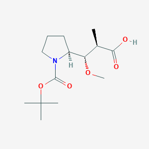 (2R,3S)-3-((S)-1-(tert-Butoxycarbonyl)pyrrolidin-2-yl)-3-methoxy-2-methylpropanoic acid chemical structure (CAS 157967-06-1)