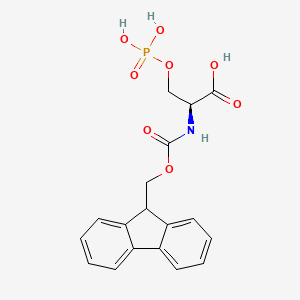 (S)-2-((((9H-Fluoren-9-yl)methoxy)carbonyl)amino)-3-(phosphonooxy)propanoic acid chemical structure (CAS 158171-15-4)