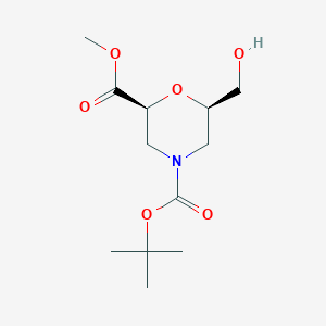 4-(tert-Butyl) 2-methyl (2S,6R)-6-(hydroxymethyl)morpholine-2,4-dicarboxylate chemical structure (CAS 1581750-91-5)