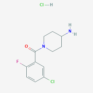 (4-Aminopiperidin-1-yl)(5-chloro-2-fluorophenyl)methanone hydrochloride chemical structure (CAS 1583080-82-3)