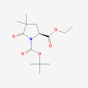 (S)-1-tert-Butyl 2-ethyl 4,4-dimethyl-5-oxopyrrolidine-1,2-dicarboxylate chemical structure (CAS 158392-80-4)