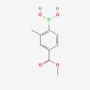(4-(Methoxycarbonyl)-2-methylphenyl)boronic acid chemical structure (CAS 158429-38-0)
