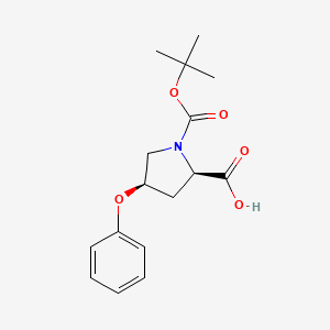 (2R,4R)-1-(tert-Butoxycarbonyl)-4-phenoxypyrrolidine-2-carboxylic acid chemical structure (CAS 158459-12-2)