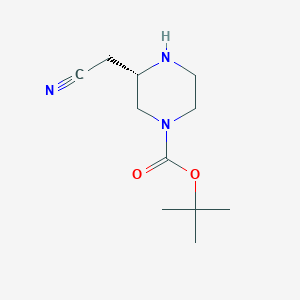 (S)-tert-Butyl 3-(cyanomethyl)piperazine-1-carboxylate chemical structure (CAS 1589082-06-3)