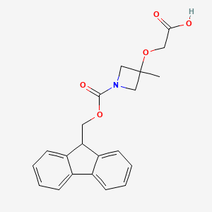 2-((1-(((9H-Fluoren-9-yl)methoxy)carbonyl)-3-methylazetidin-3-yl)oxy)acetic acid chemical structure (CAS 1592739-14-4)