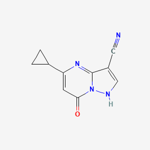 5-Cyclopropyl-7-oxo-4,7-dihydropyrazolo[1,5-a]pyrimidine-3-carbonitrile chemical structure (CAS 1594070-81-1)