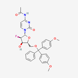 N-(1-((2R,3R,4R,5R)-5-((Bis(4-methoxyphenyl)(phenyl)methoxy)methyl)-3-fluoro-4-hydroxytetrahydrofuran-2-yl)-2-oxo-1,2-dihydropyrimidin-4-yl)acetamide chemical structure (CAS 159414-98-9)