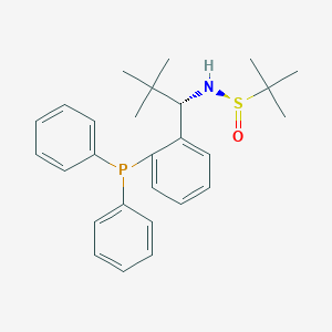 (R)-N-((S)-1-(2-(Diphenylphosphanyl)phenyl)-2,2-dimethylpropyl)-2-methylpropane-2-sulfinamide chemical structure (CAS 1595319-94-0)