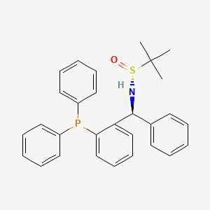 (R)-N-((S)-(2-(diphenylphosphanyl)phenyl)(phenyl)methyl)-2-methylpropane-2-sulfinamide chemical structure (CAS 1595319-97-3)
