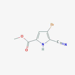 Methyl 4-bromo-5-cyano-1H-pyrrole-2-carboxylate chemical structure (CAS 1597781-24-2)