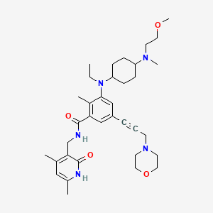N-((4,6-Dimethyl-2-oxo-1,2-dihydropyridin-3-yl)methyl)-3-(ethyl(trans-4-((2-methoxyethyl)(methyl)amino)cyclohexyl)amino)-2-methyl-5-(3-morpholinoprop-1-yn-1-yl)benzamide chemical structure (CAS 1598383-40-4)