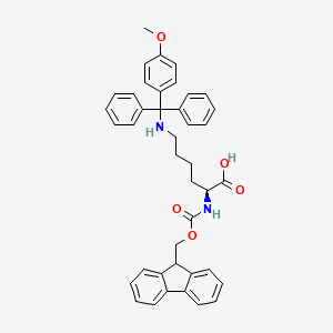 (S)-2-((((9H-Fluoren-9-yl)methoxy)carbonyl)amino)-6-(((4-Methoxyphenyl)diphenylmethyl)amino)hexanoic acid chemical structure (CAS 159857-60-0)