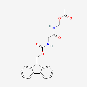 (2-((((9H-Fluoren-9-yl)methoxy)carbonyl)amino)acetamido)methyl acetate chemical structure (CAS 1599440-06-8)