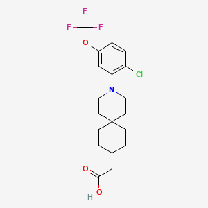 2-(3-(2-Chloro-5-(trifluoromethoxy)phenyl)-3-azaspiro[5.5]undecan-9-yl)acetic acid chemical structure (CAS 1599477-75-4)
