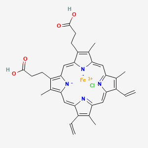 1,3,5,8-Tetramethyl-2,4-divinylporphine-6,7-dipropionic acid ferrichloride chemical structure (CAS 16009-13-5)