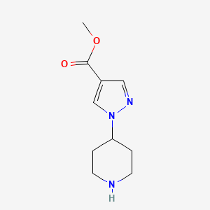 Methyl 1-(piperidin-4-yl)-1H-pyrazole-4-carboxylate chemical structure (CAS 1603835-18-2)
