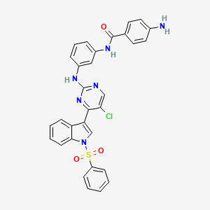 4-Amino-N-(3-((5-chloro-4-(1-(phenylsulfonyl)-1H-indol-3-yl)pyrimidin-2-yl)amino)phenyl)benzamide chemical structure (CAS 1604811-59-7)