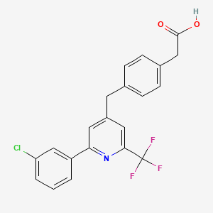 2-(4-((2-(3-Chlorophenyl)-6-(trifluoromethyl)pyridin-4-yl)methyl)phenyl)acetic acid chemical structure (CAS 1606974-33-7)