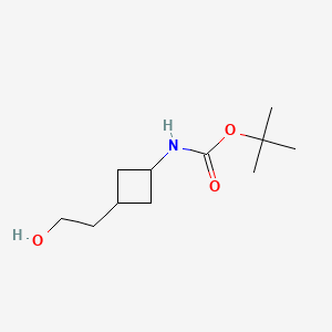 tert-Butyl (3-(2-hydroxyethyl)cyclobutyl)carbamate chemical structure (CAS 1607474-26-9)