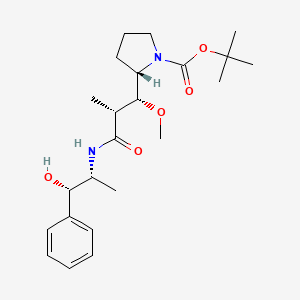 (S)-tert-Butyl 2-((1R,2R)-3-(((1S,2R)-1-hydroxy-1-phenylpropan-2-yl)amino)-1-methoxy-2-methyl-3-oxopropyl)pyrrolidine-1-carboxylate chemical structure (CAS 160800-65-7)