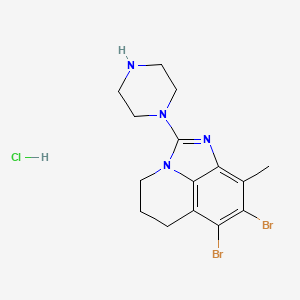 7,8-Dibromo-9-methyl-2-(piperazin-1-yl)-5,6-dihydro-4H-imidazo[4,5,1-ij]quinoline hydrochloride chemical structure (CAS 1609452-30-3)