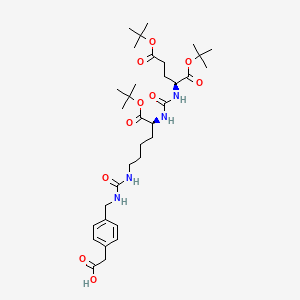 2-(4-((9S,13S)-9,13-Bis(tert-butoxycarbonyl)-18,18-dimethyl-3,11,16-trioxo-17-oxa-2,4,10,12-tetraazanonadecyl)phenyl)acetic acid chemical structure (CAS 1610413-97-2)