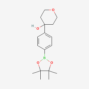 4-(4-(4,4,5,5-Tetramethyl-1,3,2-dioxaborolan-2-yl)phenyl)tetrahydro-2H-pyran-4-ol chemical structure (CAS 1613259-87-2)