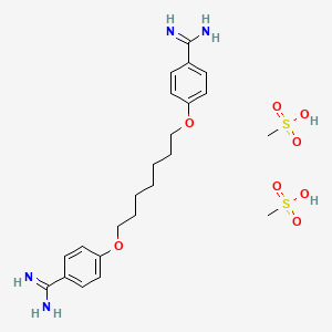 4,4'-(Heptane-1,7-diylbis(oxy))dibenzimidamide dimethanesulfonate chemical structure (CAS 161374-55-6)