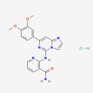 2-((7-(3,4-Dimethoxyphenyl)imidazo[1,2-c]pyrimidin-5-yl)amino)nicotinamide hydrochloride chemical structure (CAS 1615197-10-8)