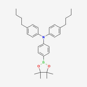 4-Butyl-N-(4-butylphenyl)-N-(4-(4,4,5,5-tetramethyl-1,3,2-dioxaborolan-2-yl)phenyl)aniline chemical structure (CAS 1615225-20-1)