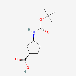 (1S,3S)-3-((tert-Butoxycarbonyl)amino)cyclopentanecarboxylic acid chemical structure (CAS 161601-29-2)