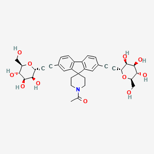 1-(2,7-Bis(((2R,3S,4R,5S,6R)-3,4,5-Trihydroxy-6-(hydroxymethyl)tetrahydro-2H-pyran-2-yl)ethynyl)spiro[fluorene-9,4'-piperidin]-1'-yl)ethan-1-one chemical structure (CAS 1616113-45-1)