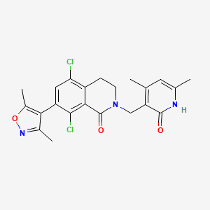 5,8-Dichloro-2-((4,6-dimethyl-2-oxo-1,2-dihydropyridin-3-yl)methyl)-7-(3,5-dimethylisoxazol-4-yl)-3,4-dihydroisoquinolin-1(2H)-one chemical structure (CAS 1616287-82-1)