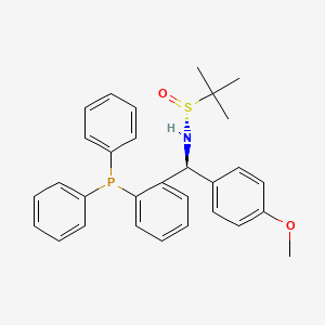 (R)-N-((S)-(2-(diphenylphosphanyl)phenyl)(4-methoxyphenyl)methyl)-2-methylpropane-2-sulfinamide chemical structure (CAS 1616688-62-0)