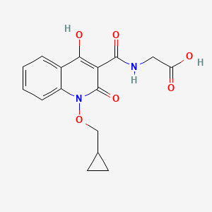 (1-(Cyclopropylmethoxy)-4-hydroxy-2-oxo-1,2-dihydroquinoline-3-carbonyl)glycine chemical structure (CAS 1616690-16-4)
