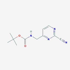 tert-Butyl ((2-cyanopyrimidin-4-yl)methyl)carbamate chemical structure (CAS 1616775-55-3)