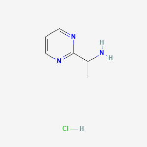 1-(Pyrimidin-2-yl)ethanamine hydrochloride chemical structure (CAS 1616809-52-9)