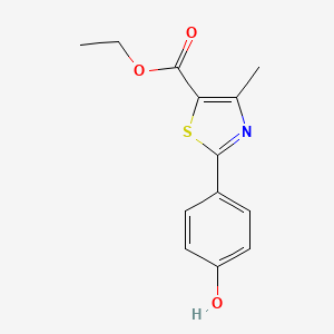 Ethyl 2-(4-hydroxyphenyl)-4-methylthiazole-5-carboxylate chemical structure (CAS 161797-99-5)