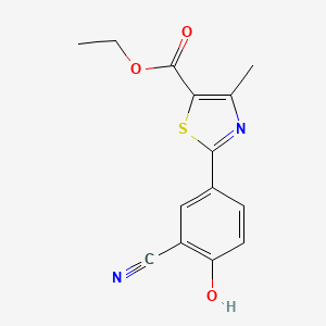 Ethyl 2-(3-cyano-4-hydroxyphenyl)-4-methylthiazole-5-carboxylate chemical structure (CAS 161798-02-3)