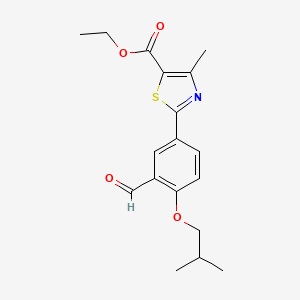 Ethyl 2-(3-formyl-4-isobutoxyphenyl)-4-methylthiazole-5-carboxylate chemical structure (CAS 161798-03-4)