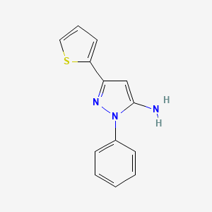 1-Phenyl-3-(thiophen-2-yl)-1H-pyrazol-5-amine chemical structure (CAS 161952-26-7)
