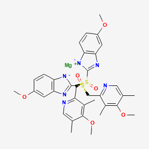 (T-4)-Bis[6-methoxy-2-[(S)-[(4-methoxy-3,5-dimethyl-2-pyridinyl)methyl]sulfinyl-κO]-1H-benzimidazolato-κN3]magnesium chemical structure (CAS 161973-10-0)