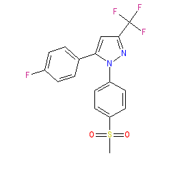 5-(4-Fluorophenyl)-1-(4-(methylsulfonyl)phenyl)-3-(trifluoromethyl)-1H-pyrazole chemical structure (CAS 162054-19-5)