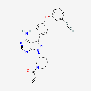 (R)-1-(3-(4-Amino-3-(4-(3-ethynylphenoxy)phenyl)-1H-pyrazolo[3,4-d]pyrimidin-1-yl)piperidin-1-yl)prop-2-en-1-one chemical structure (CAS 1621002-24-1)