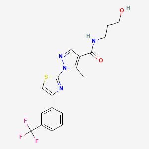 N-(3-Hydroxypropyl)-5-methyl-1-(4-(3-(trifluoromethyl)phenyl)thiazol-2-yl)-1H-pyrazole-4-carboxamide chemical structure (CAS 162112-37-0)